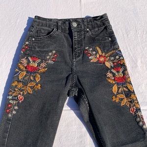 Topshop Moto Jamie Embroidered Black Denim Skinny Jeans